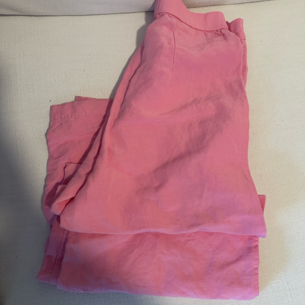 HM women’s pink linen blend pants 4
